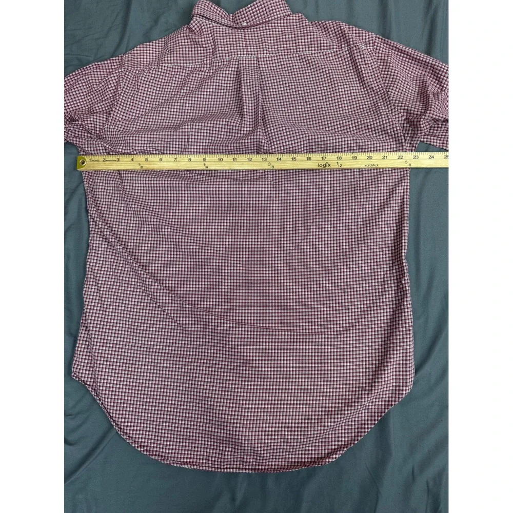 Polo Ralph Lauren Mens Medium Red White Check Button Down Shirt Long Sleeve